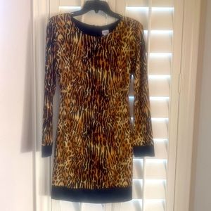 Beautiful size 2 Cache leopard print long sleeve dress.